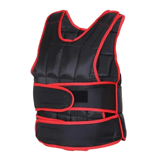 "20 kg Trainingsweste Gewichtsweste mit doppelten Gurten verstellbar Krafttraining Fitness Oxford Metall Schwarz+Rot 40 x image"
