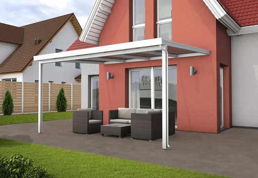 "Terrassendach Premium, weiß, 4102 x 3060 mm - Polycarbonat Stegplatten 16 mm, bronze image"
