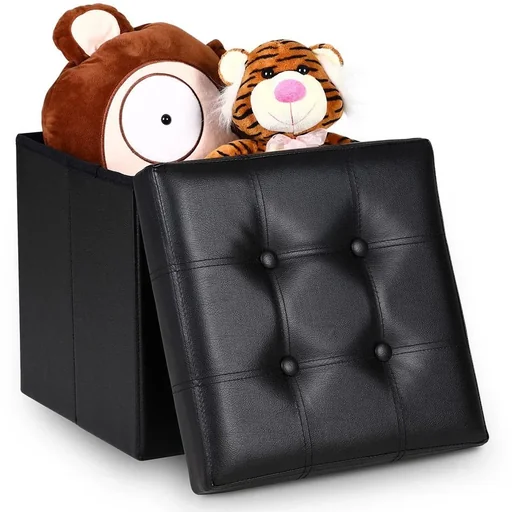 "Klappbarer Hocker mit Ablage schwarz 38x38x38 cm image"