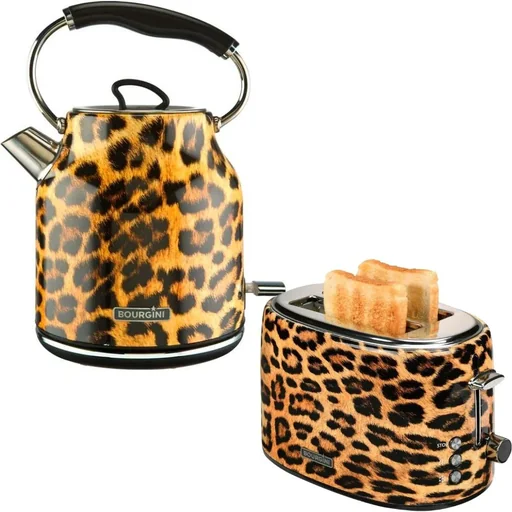 "Panther Wasserkocher - 1.7L und Toaster - Panther Druck - Leopard - Retro image"