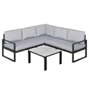 3-tlg. Gartengarnitur Gartenmöbel-Set Gartenset Sitzgruppe mit Couchtisch Sofa mit Kissen Outdoor Aluminium Grau