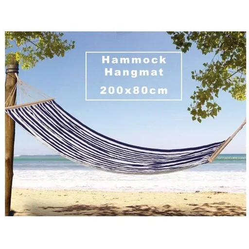 "Pro Garden Hängematte - 200 x 80 cm -Weiß/Blau image"