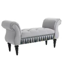 Luxus Sitzbank Polsterbank Hockerbank Polyester Kautschuk Schaumstoff Grau 117 x 40 x 58 cm