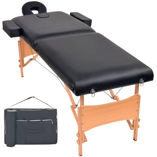 "Klappbare Massageliege 2 Zonen 10 cm dick schwarz image"