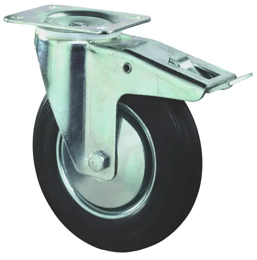 "Lenkrolle mit Vollgummi Reifen und Feststeller, Durchmesser 80 mm image"