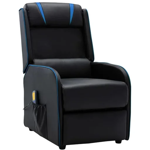 "Massagesessel verstellbar Kunstleder schwarz und blau image"