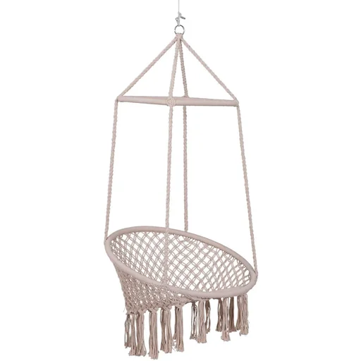 "Hängesessel Hängestuhl Hängeschaukel böhemisch UV-beständig Baumwoll+Metall Beige ?80xH150cm bis 120 kg image"