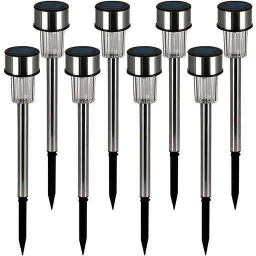 "LED Solarlampen 8er Set - Edelstahl - Gartenbeleuchtung - Strahler- 31cm - Verschiedene Farben image"