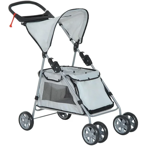 "Hundebuggy Hundewagen mit Sonnendach Stahl Grau image"