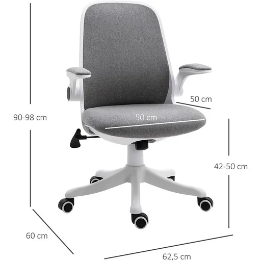 "Bürostuhl mit Wippfunktion höhenverstellbar Grau+Weiß image"