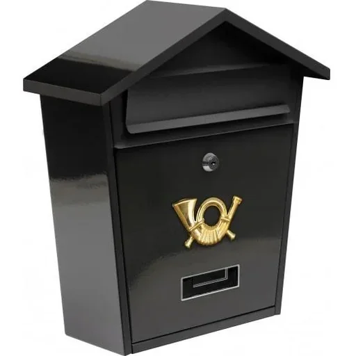 Schwarzer Briefkasten mit Schloss aus Stahlblech