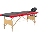 Klappbarer Massagetisch 4 Zonen Holz schwarz und rot