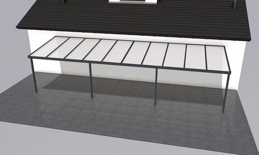"Terrassendach Premium, anthrazit, 10140 x 3060 mm - Polycarbonat Stegplatten 16 mm, opal image"