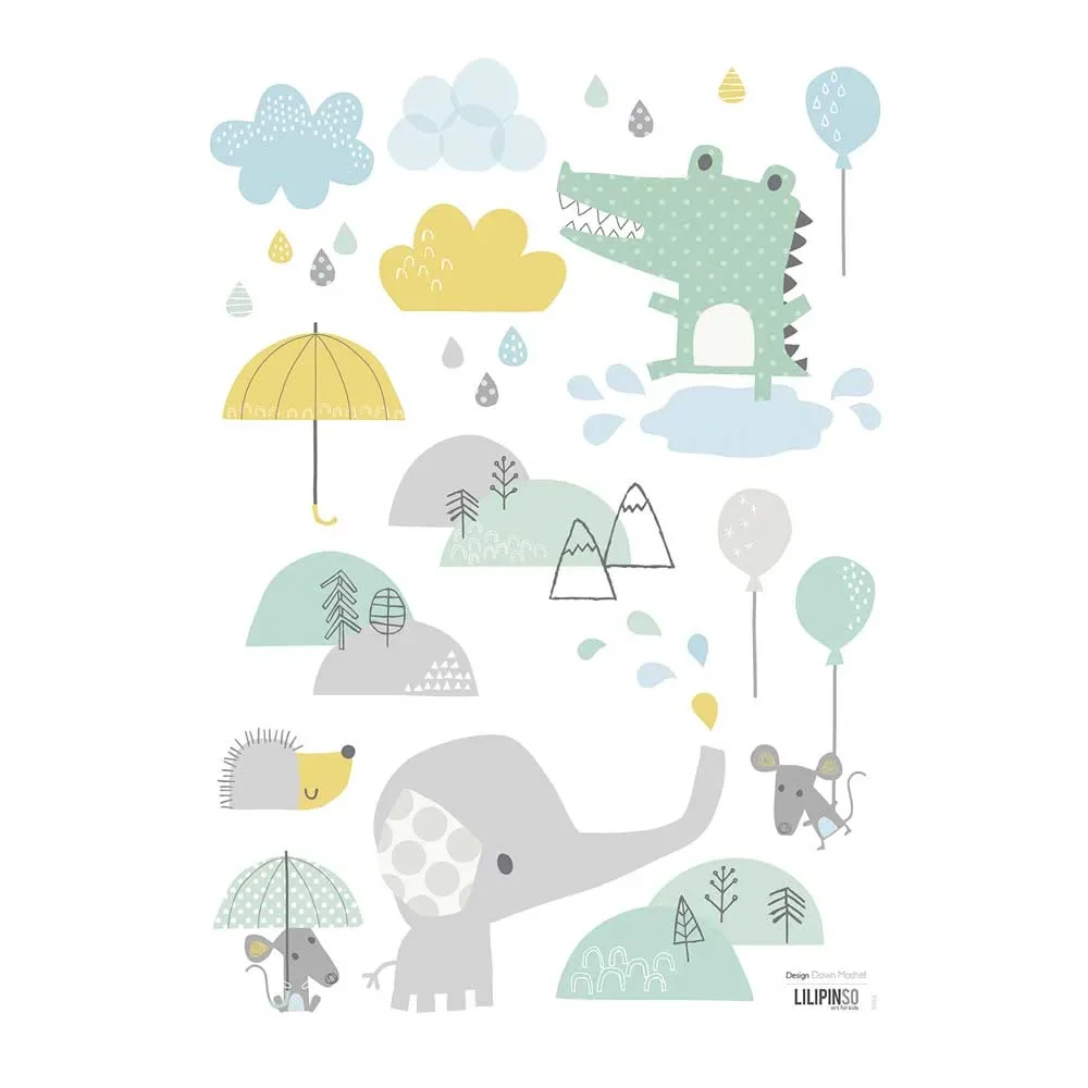 "Lilipinso Wandsticker A3 Tiere im Regen image"
