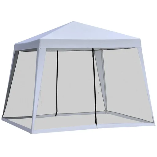 "Gartenpavillon Pavillon Festzelt Partyzelt wetterfest Zelt mit Moskitonetz Metall + Polyester Grau 3 x 3 m image"