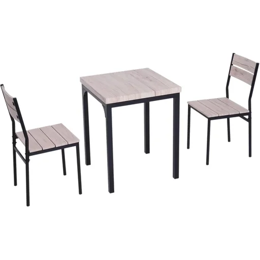 "Esstisch-Set mit 1 Tisch und 2 Stühlen Naturholzoptik/schwarz image"