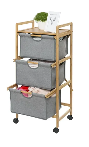 "Roll-Wäschewagen „Bahari“, Bambus, 44 x 34 x 96 cm image"