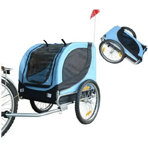 Hundeanhänger Fahrradanhänger Blau/Schwarz
