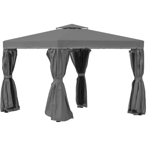 "Gartenlaube - Gartenpavillon - Aluminium/Polyester - Grau - 3 x 3 m image"
