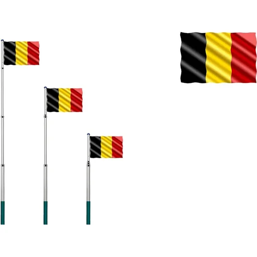 "OneTools Teleskop-Fahnenmast 630cm Belgien Flagge - inkl. Belgien Flagge - 90x150cm image"