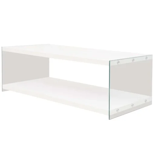 "Couchtisch mit Ablage Glas MDF Hochglanz weiß image"