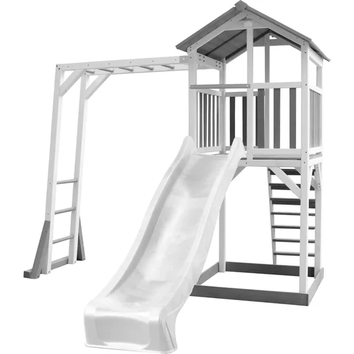 "Beach Tower Spielturm mit Klettergerüst - Weiße Rutsche image"
