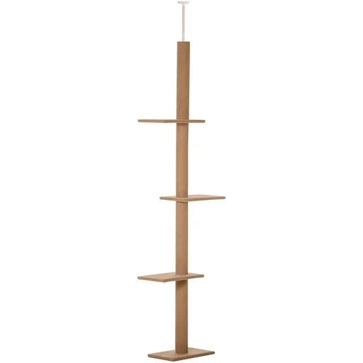 "Kratzbaum Katzenbaum Kletterbaum für Katzen Höhenverstellbar Spielbaum Hellbraun 43x27x228-260 cm image"