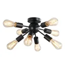 Deckleuchte Deckenlampe Wandlampe Glas Bürolampe LED Deckenbeleuchtung für Bad Küche Balkon Korridor 40W, Schwarz, Stahl