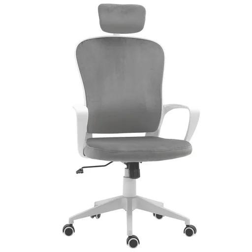 "Bürostuhl mit Wippfunktion ergonomischer Drehstuhl höhenverstellbar mit Armlehne Kopfstütze samtartiges Polyester Türki image"
