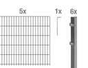Doppelstabmattenzaun Komplettset, anthrazit, Höhe 80 cm, Länge 10 m