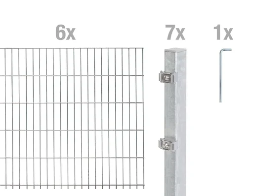 "Doppelstabmattenzaun Komplettset, feuerverzinkt, Höhe 140 cm, Länge 12 m image"