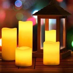 5 LED-Flacker-Echtwachskerzen weiß mit Fernbedienung & Timer