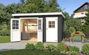 Gartenhaus 254 Gr.2, 394 x 296 x 222 cm graphitgrau,28 mm, Doppeltür, mit 2. Raum Einzeltür