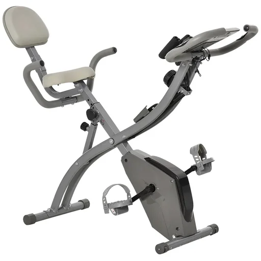 "Heimtrainer 2-in-1 Fahrradtrainer LCD-Display klappbarer Hometrainer Trimmrad mit 8 stufig einstellbarem Magnetwiderstan image"