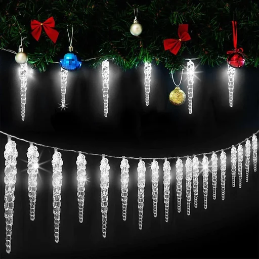 "Weihnachts-Eiszapfen-Lichterkette 40 LED 10,4m image"