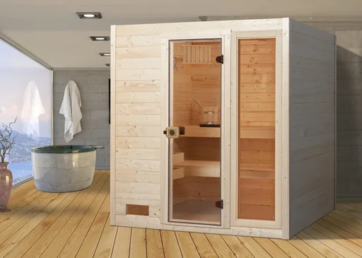 "Massivholzsauna VALIDA 3 Glastür + Fenster image"