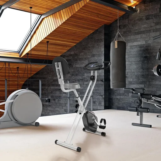 "Heimtrainer Fahrradtrainer mit 8 stufig einstellbarem Magnetwiderstand höhenverstellbar Stahl Grau 43 x 97 x 109 cm image"