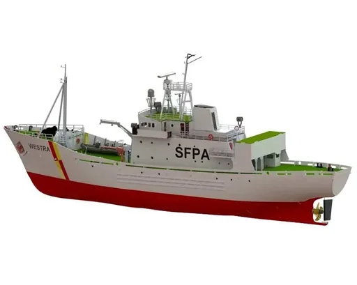 "Holzbausatz Patrouillenboot Westra im Maßstab 1:50 image"