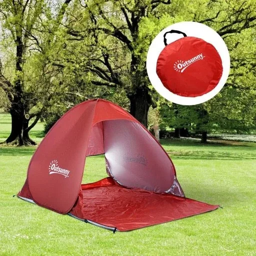 "Wurfzelt Pop Up Zelt Strandmuschel Campingzelt rot image"