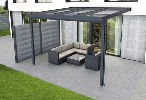 "Terrassendach Premium, anthrazit, 3094 x 3060 mm - Polycarbonat Stegplatten 16 mm, bronze image"