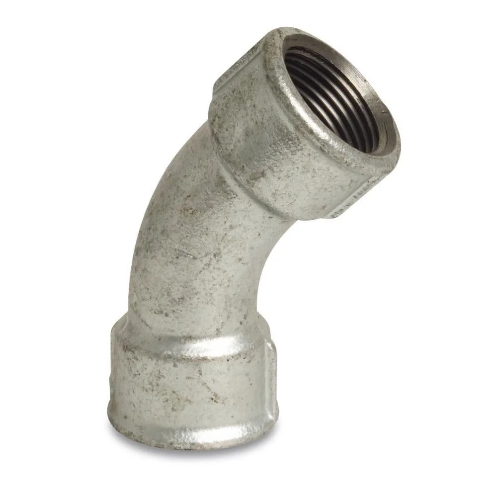 "Gewindefitting Temperguss Bogen 45 Grad, 1 Zoll IG x 1 Zoll IG image"