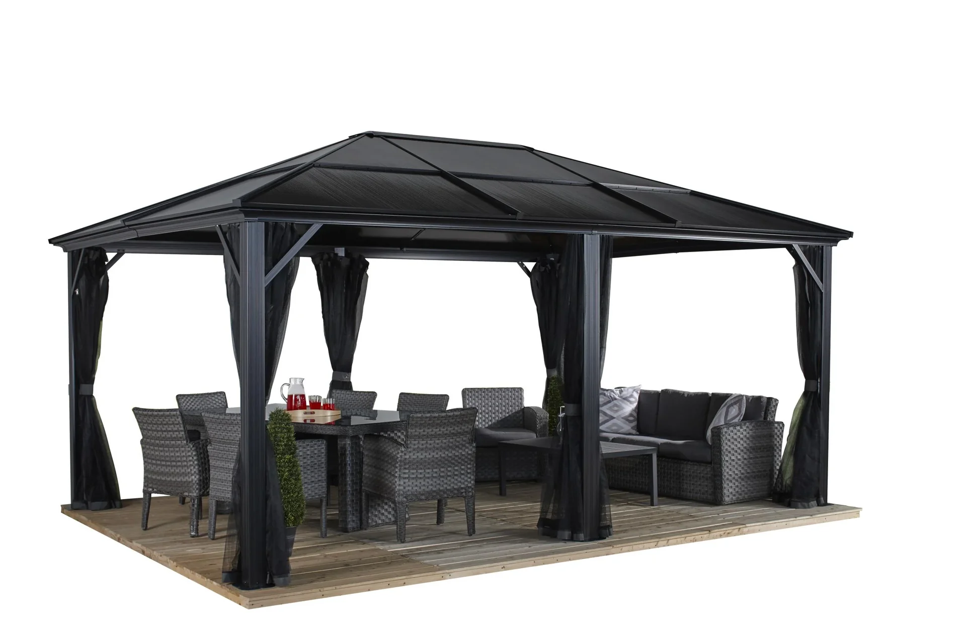 "Sojag Aluminium Pavillon Meridien, anthrazit - mit Moskitonetzen image"