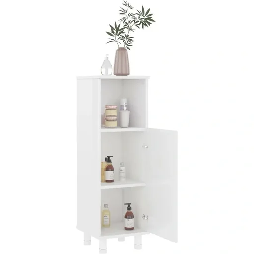 "Badspiegelschrank 30x30x95 cm Spanplatte Hochglanz weiß image"