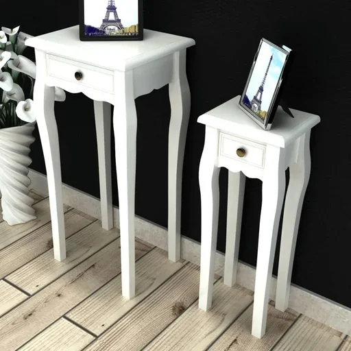 "Beistelltisch-Set mit Schubladen weiß 2-teilig image"
