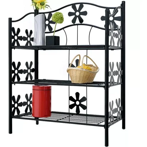 "Regal / Aufbewahrungsregal - Garten - 3 Fächer - 70 x 60 x 30 cm - Metall - Schwarz image"
