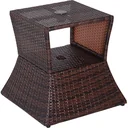Gartentisch Beistelltisch Sonnenschirmständer Gartenmöbel Terrasse Polyrattan Braun 54 x 54 x 55 cm
