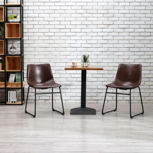 "Esszimmerstühle 2tlg. glänzendes Kunstleder braun image"