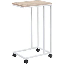 Side table - on wheels - 70 x 40 x 30 cm - Industrial - White/Brown