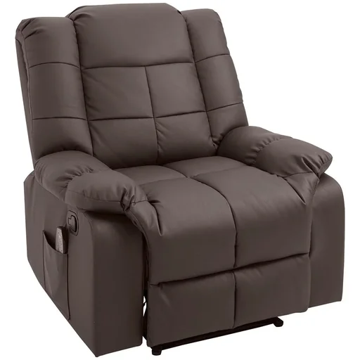 "Massagesessel Fernsehsessel Relaxsessel mit Massagefunktion Kunstleder Holz Metall Schaumstoff Braun 94 x 99 x 99 cm image"