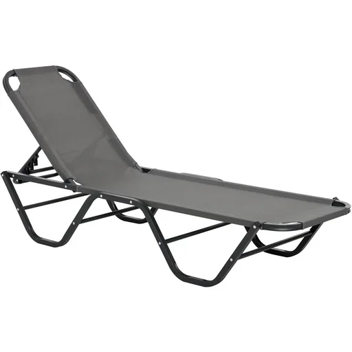 "Sonnenliege Strandliege 5-Stufige Alu Gartenliege Relaxliege Texteline Grau+Schwarz 163 x 58,5 x 91 cm image"